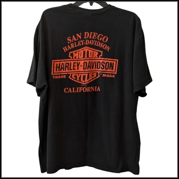 HARLEY DAVIDSON MOTORCYCLES Shock Absorber Black T-shirt San Diego, CA Men's L - Picture 2 of 6
